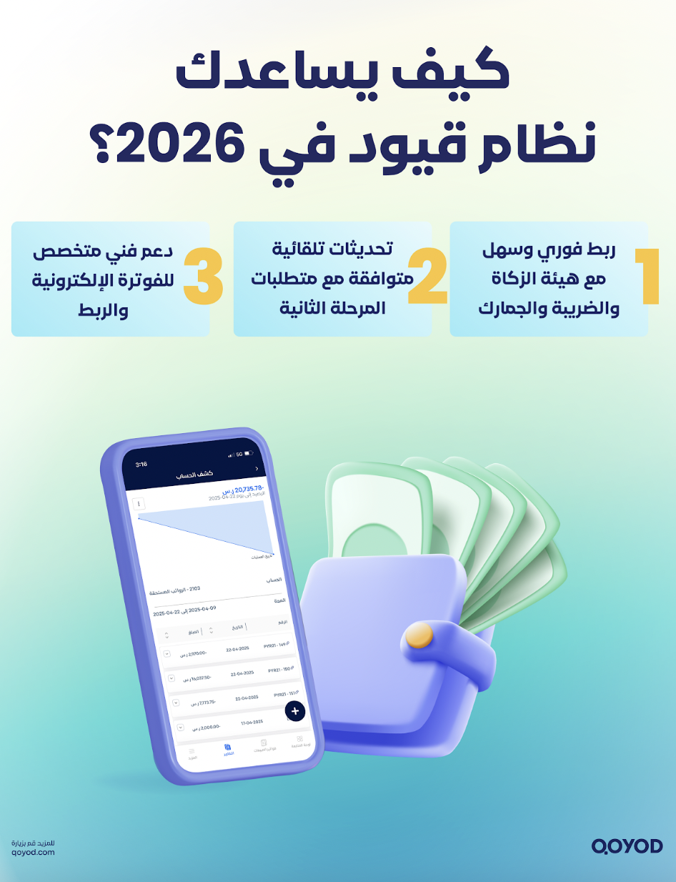 كيف يساعدك قيود في عام 2026 دليلك الشامل لتجهيز منشأتك للمرحلة الثانية من الفاتورة الإلكترونية (الربط والتكامل) في 2026 | قيود كيف يساعدك نظام قيود في عام 2026