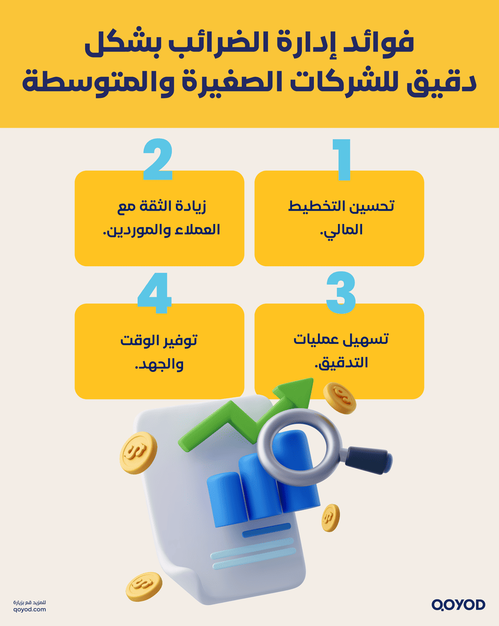 فوائد إدارة الضرائب بشكل دقيق للشركات الصغيرة والمتوسطة حساب الضريبة: الطريقة الأسهل لحساب كل أنواع الضرائب للشركات والأفراد في السعودية | قيود فوائد إدارة الضرائب بشكل دقيق للشركات الصغيرة والمتوسطة